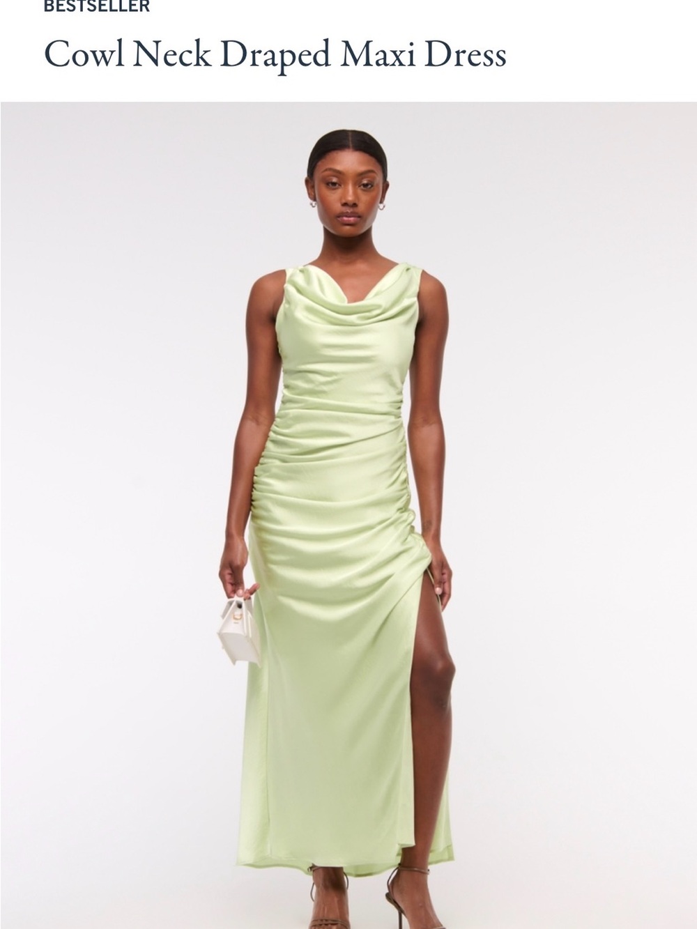 Abercrombie & Fitch Draped Cowl Maxi Dress in Mint (medium petite)